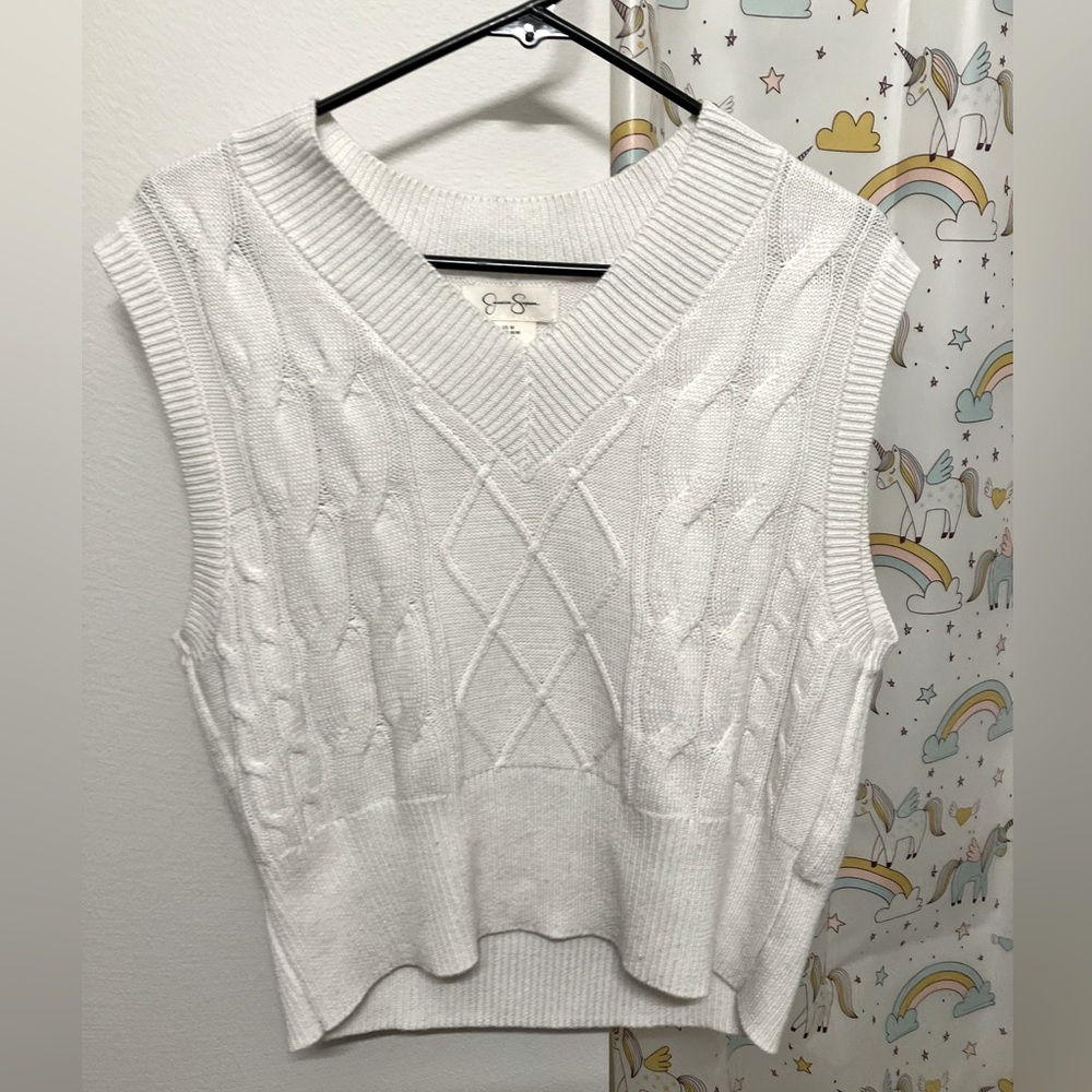 White V-Neck Sweater Vest